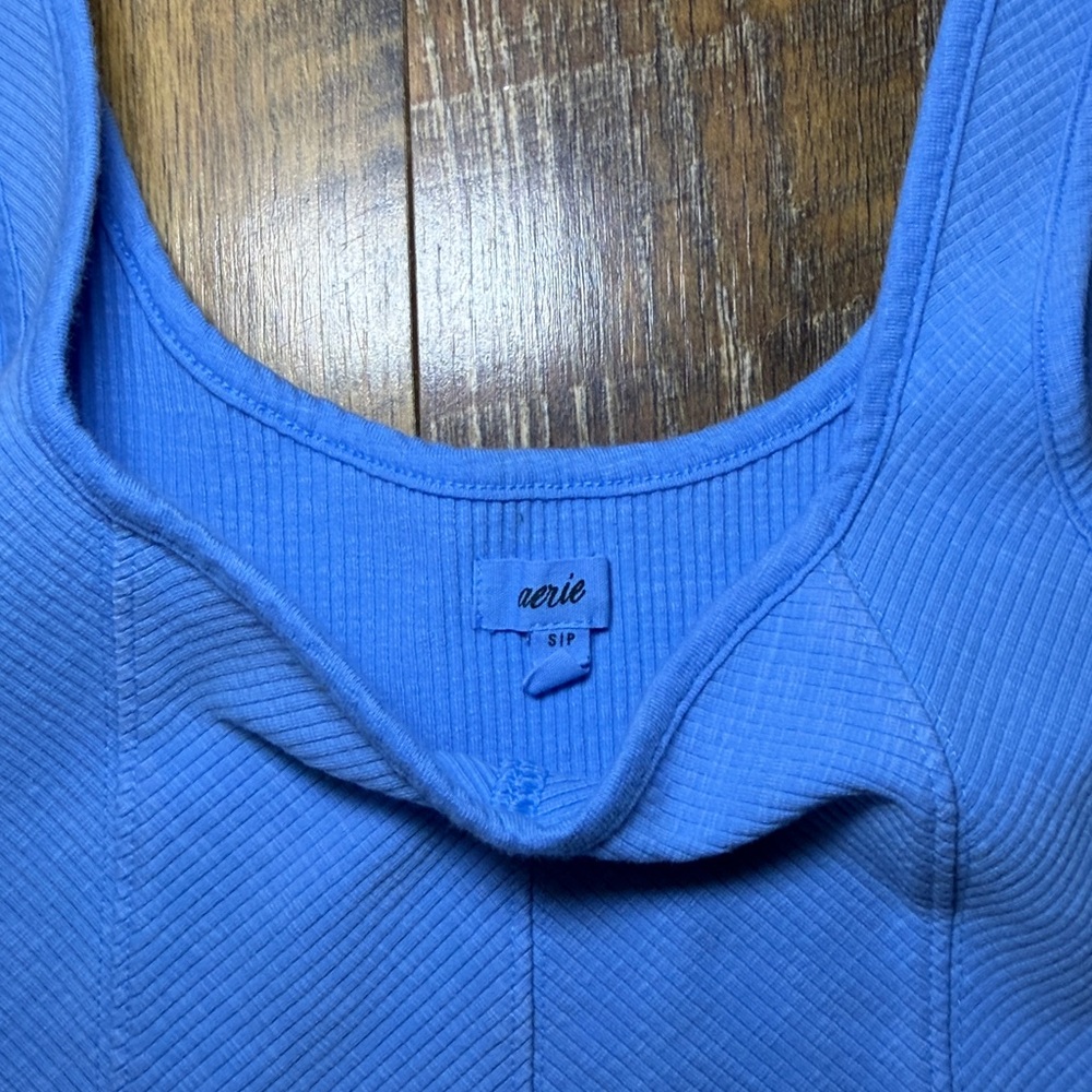 Aerie Vibrant Blue Crop Top SP Ribbed Tank - Picture 3 of 6